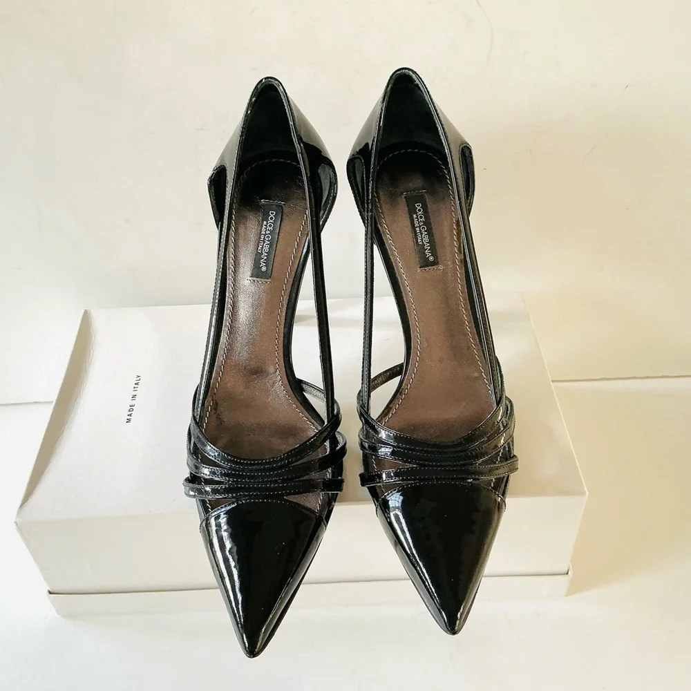 Dolce & Gabbana black patent heels 38